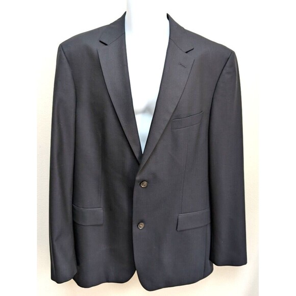 Hugo Boss Mens 44L Guabello Blazer Jacket Solid Navy Blue Super 120's B10tech - Picture 1 of 12